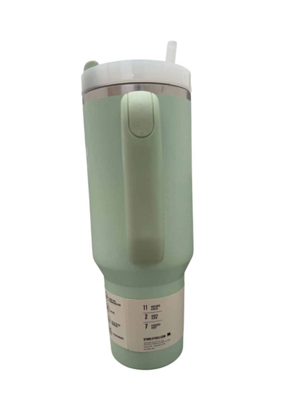 New! Stanley Mint Green Insulated Travel Mug with Handle and Straw Lid 40 oz - Picture 3 of 4